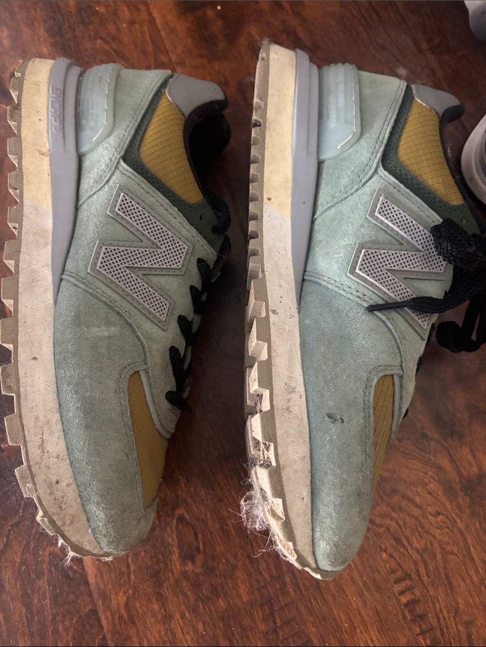 Stone Island New Balance Men's Olive Green & Mustard Sneakers - Picture 4 of 5